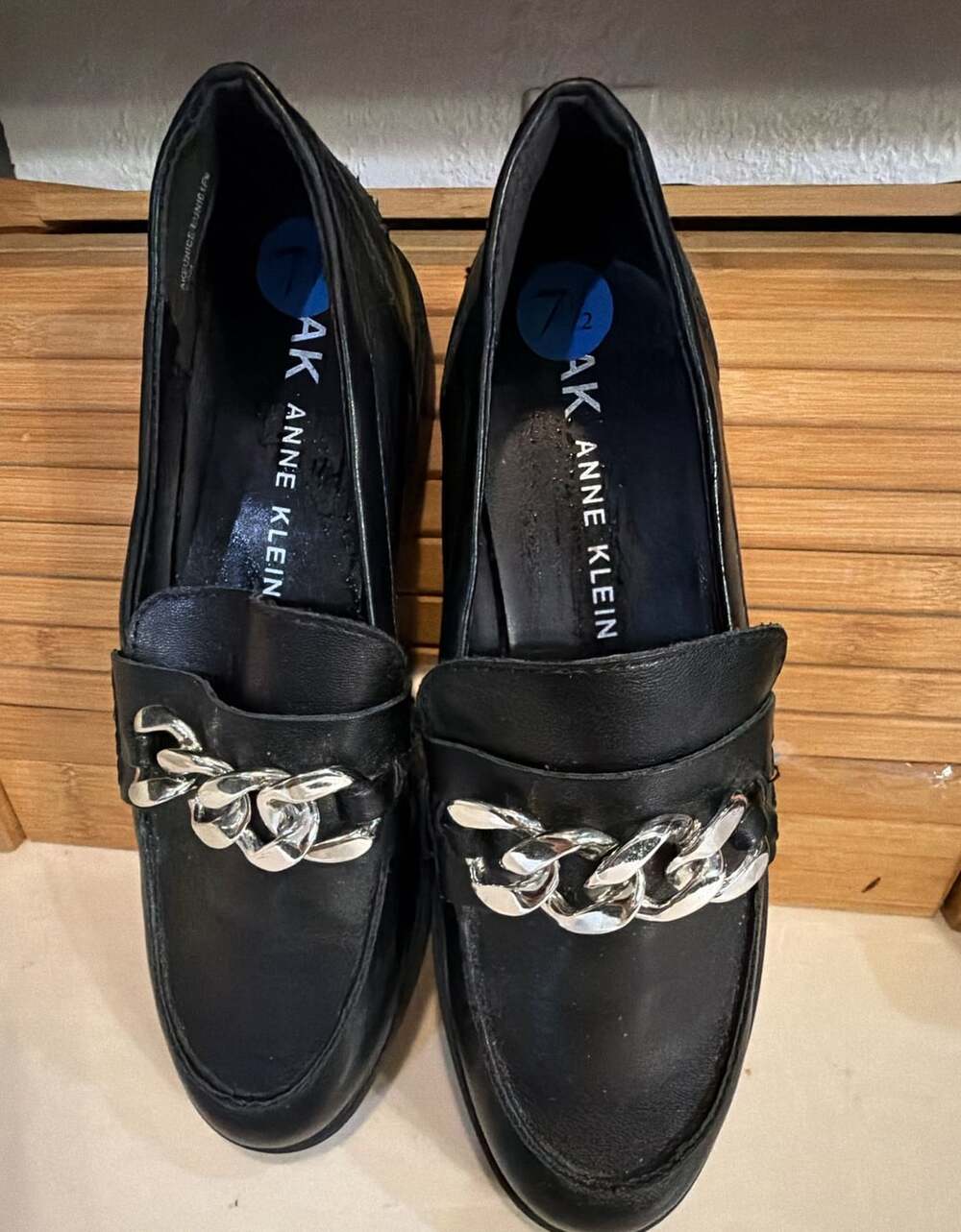Anne Klein Eunice Iflex Loafers Size 7.5 Black Chain